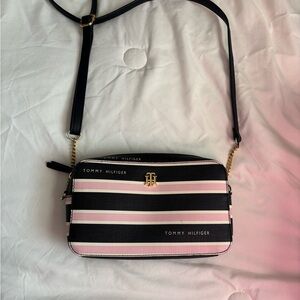 Tommy Hilfiger Black and Pink Crossbody Bag